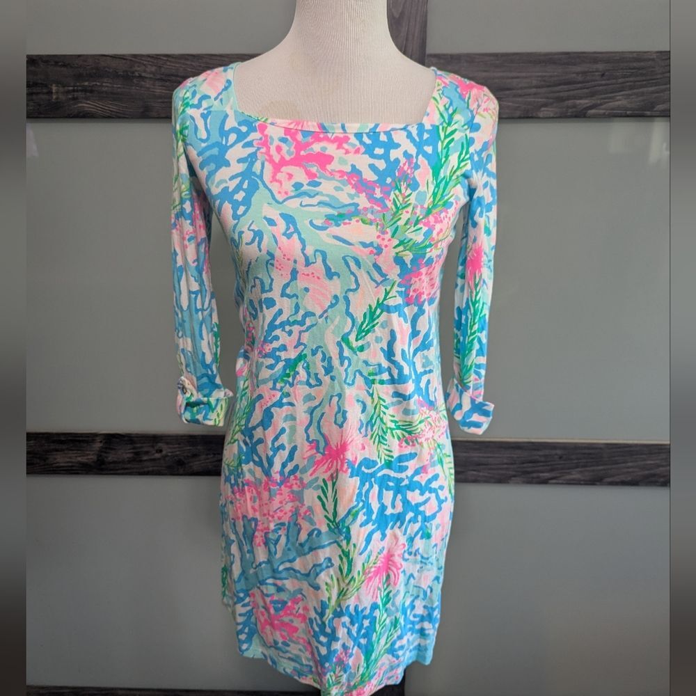 Lilly Pulitzer Bailey Dress Coral Print coastal chic preppy size XS